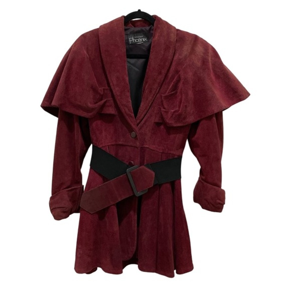 Vintage Outerwear by Phoenix Burgundy Suede Trench Coat